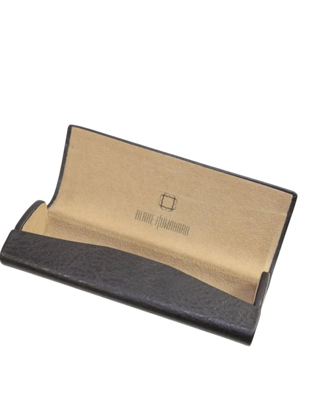 Blake Kuwahara Brown Leather Hard Eyeglass Case EUC